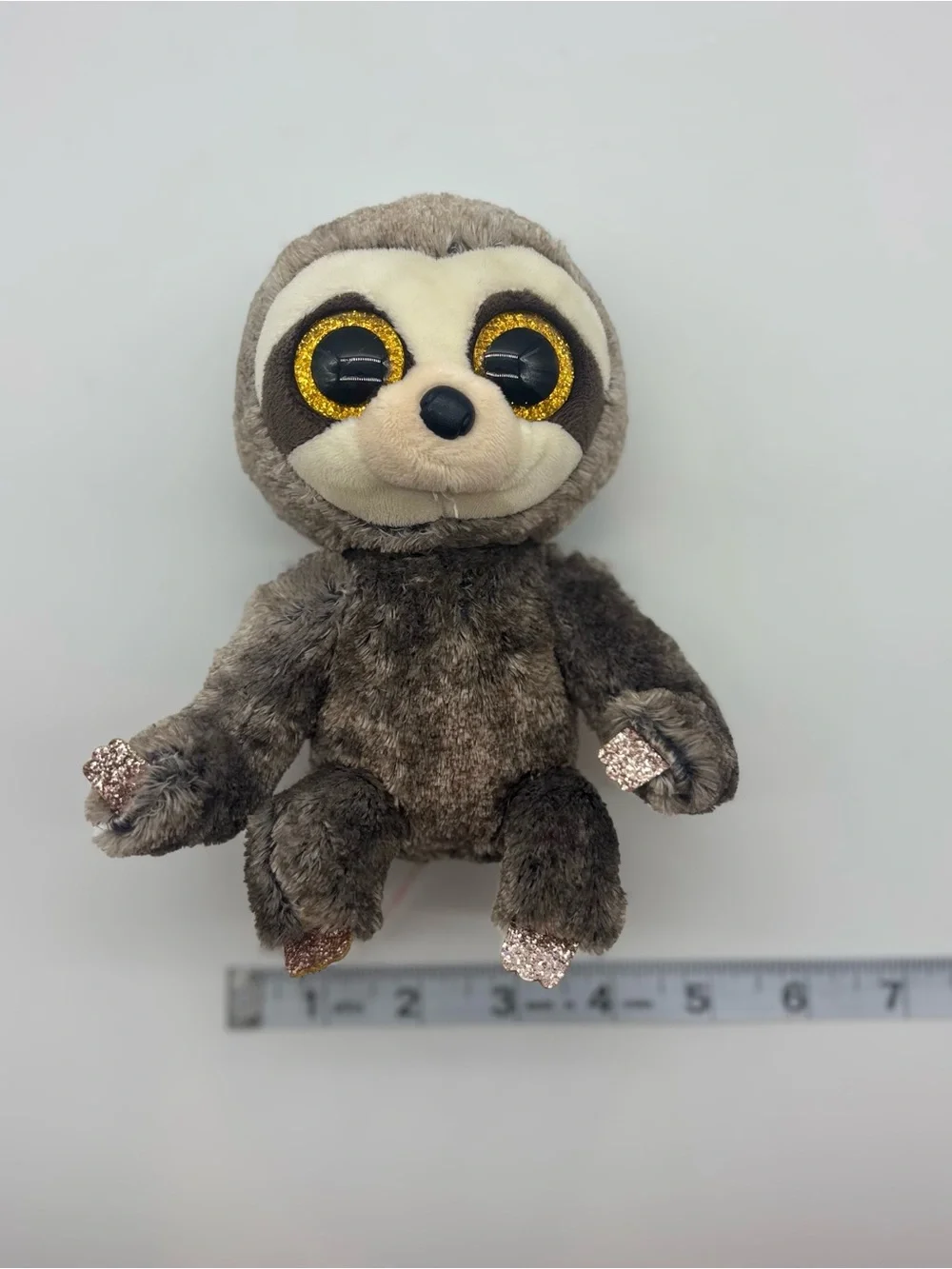 Ty Gray and Cream Glitter-Eyed Sloth Plush